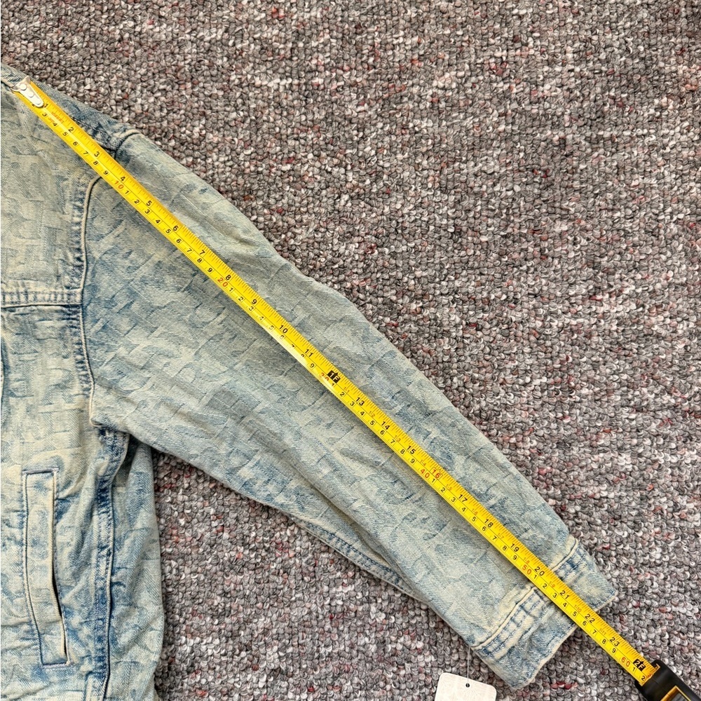 Free People NWT We the Free Jacquard Letters denim Jacket Loose Baggy Fit Medium - Picture 8 of 15